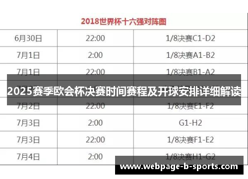 2025赛季欧会杯决赛时间赛程及开球安排详细解读 2025赛季欧会杯决赛时间赛程及开球安排详细解读